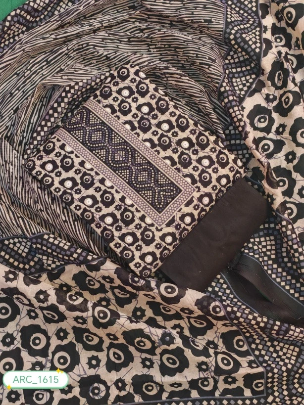 New Exclusive Digital Printed Unstitched VIP Cotton Three Pieces