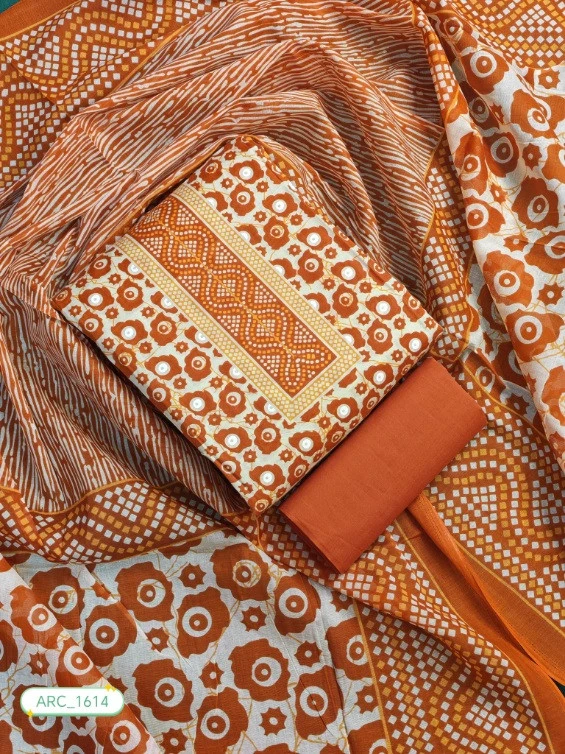 New Exclusive Digital Printed Unstitched VIP Cotton Three Pieces