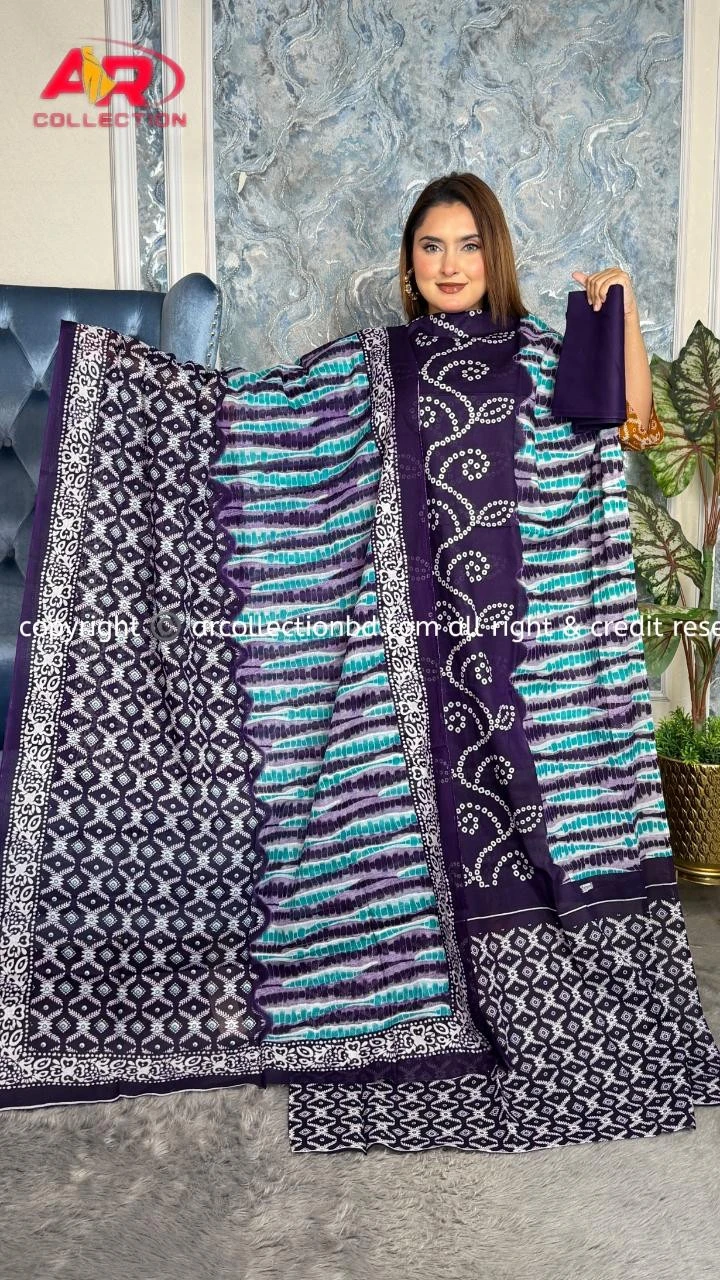 New Exclusive Digital Printed Unstitched VIP Cotton Three Pieces