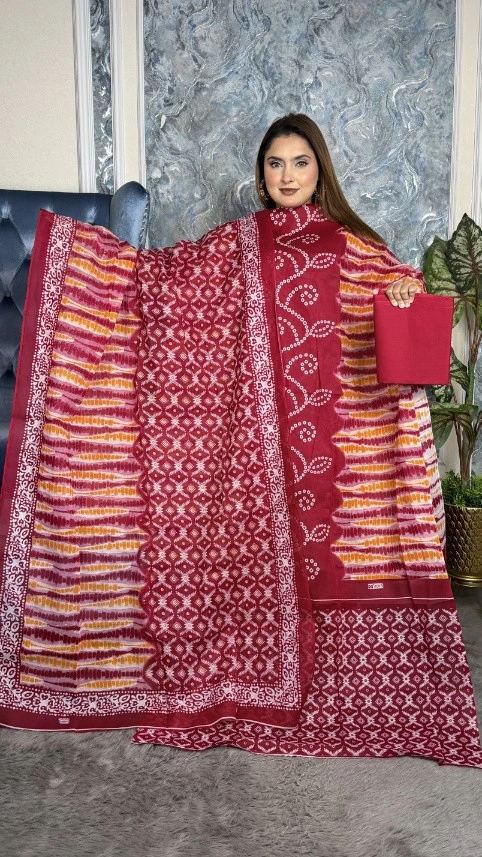 New Exclusive Digital Printed Unstitched VIP Cotton Three Pieces