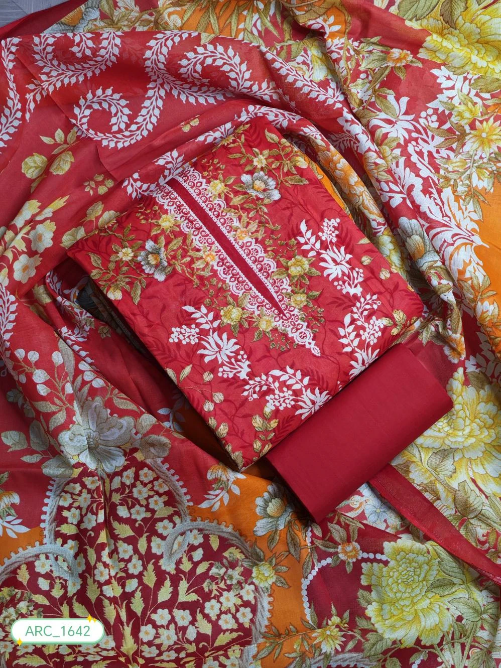 New Exclusive Digital Printed Unstitched VIP Cotton Three Pieces