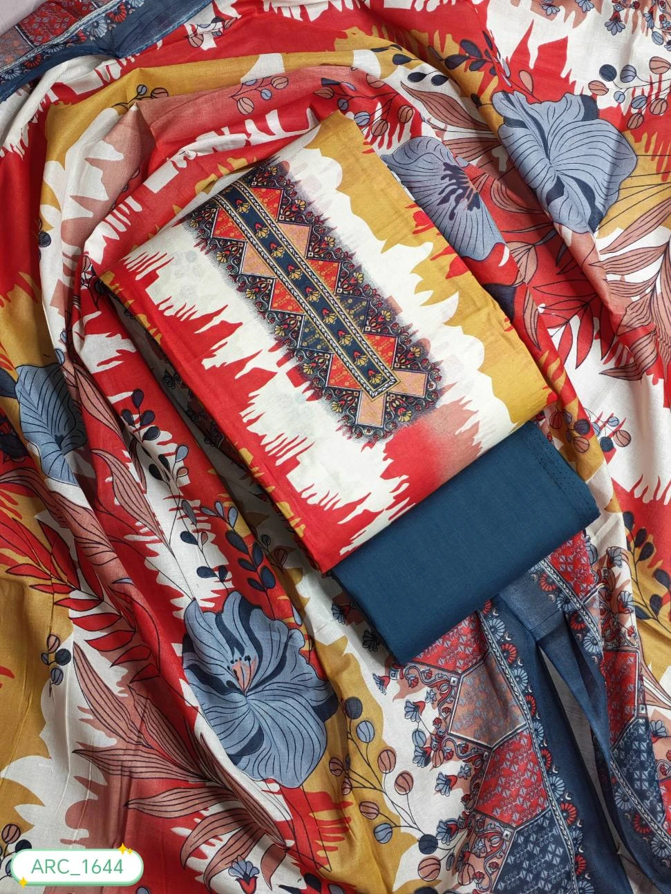 New Exclusive Digital Printed Unstitched VIP Cotton Three Pieces