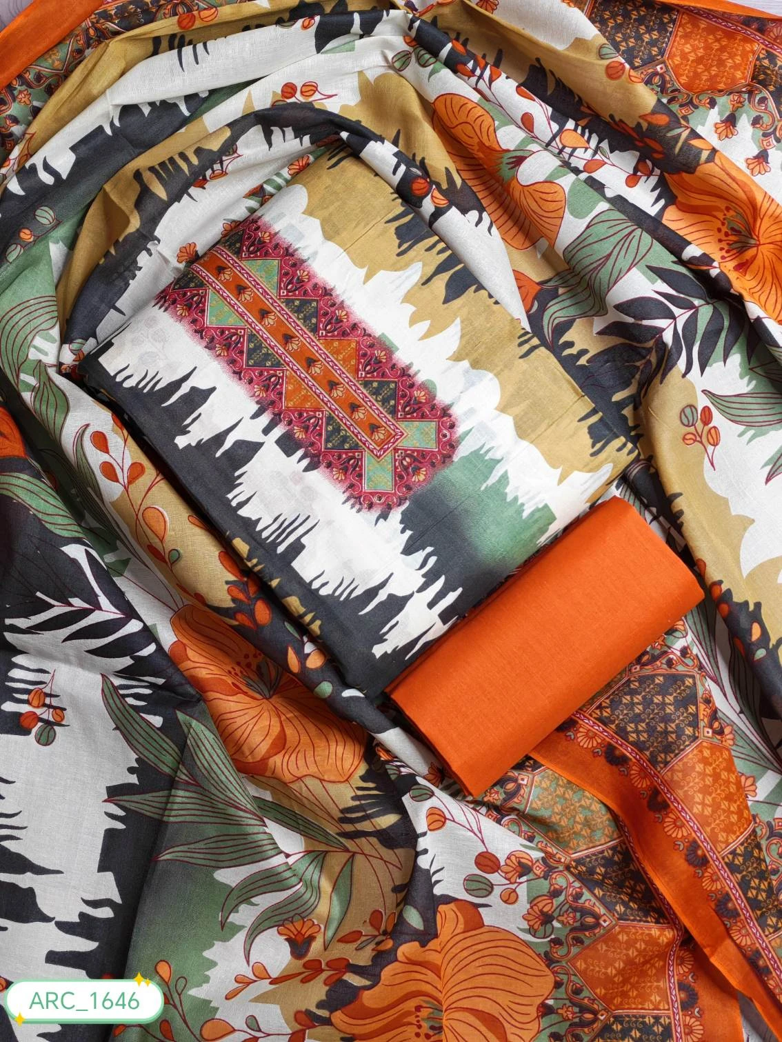 New Exclusive Digital Printed Unstitched VIP Cotton Three Pieces