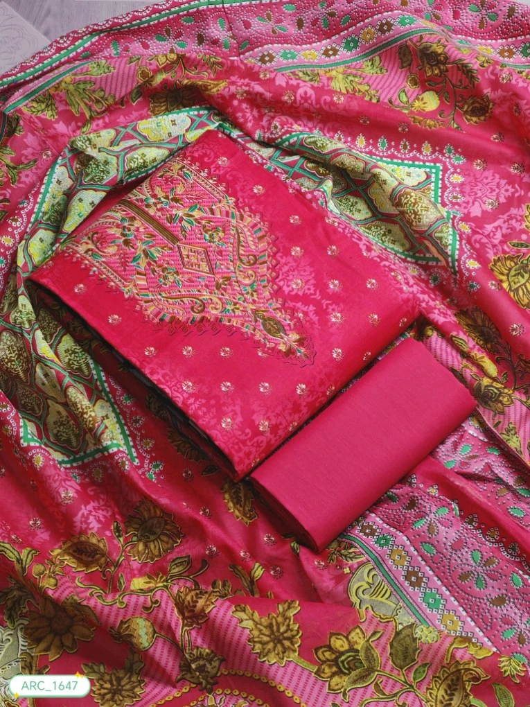 New Exclusive Digital Printed Unstitched VIP Cotton Three Pieces