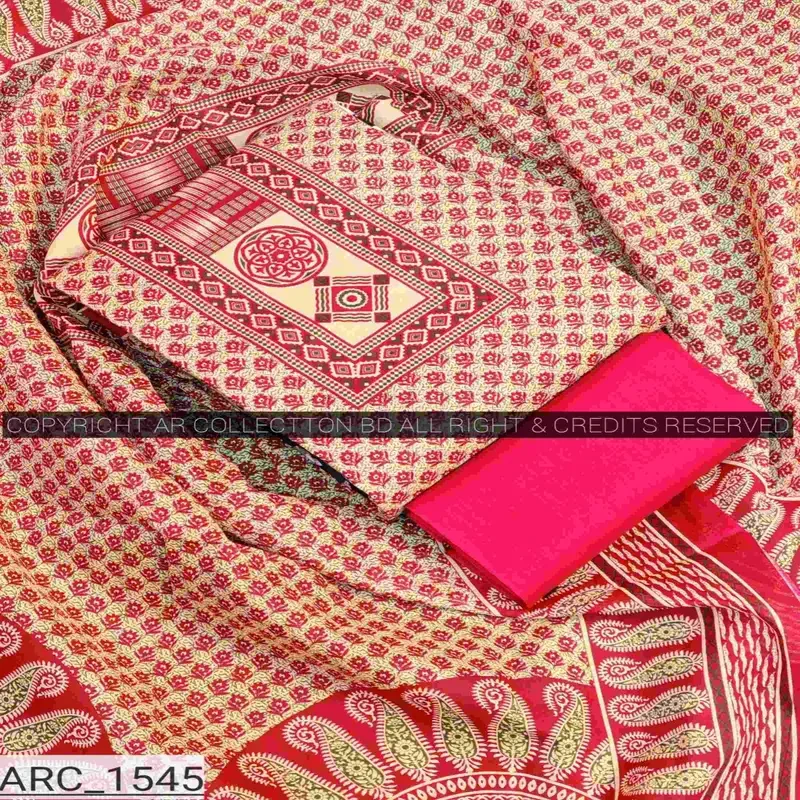 New Exclusive Digital Printed Unstitched VIP Cotton Three Pieces