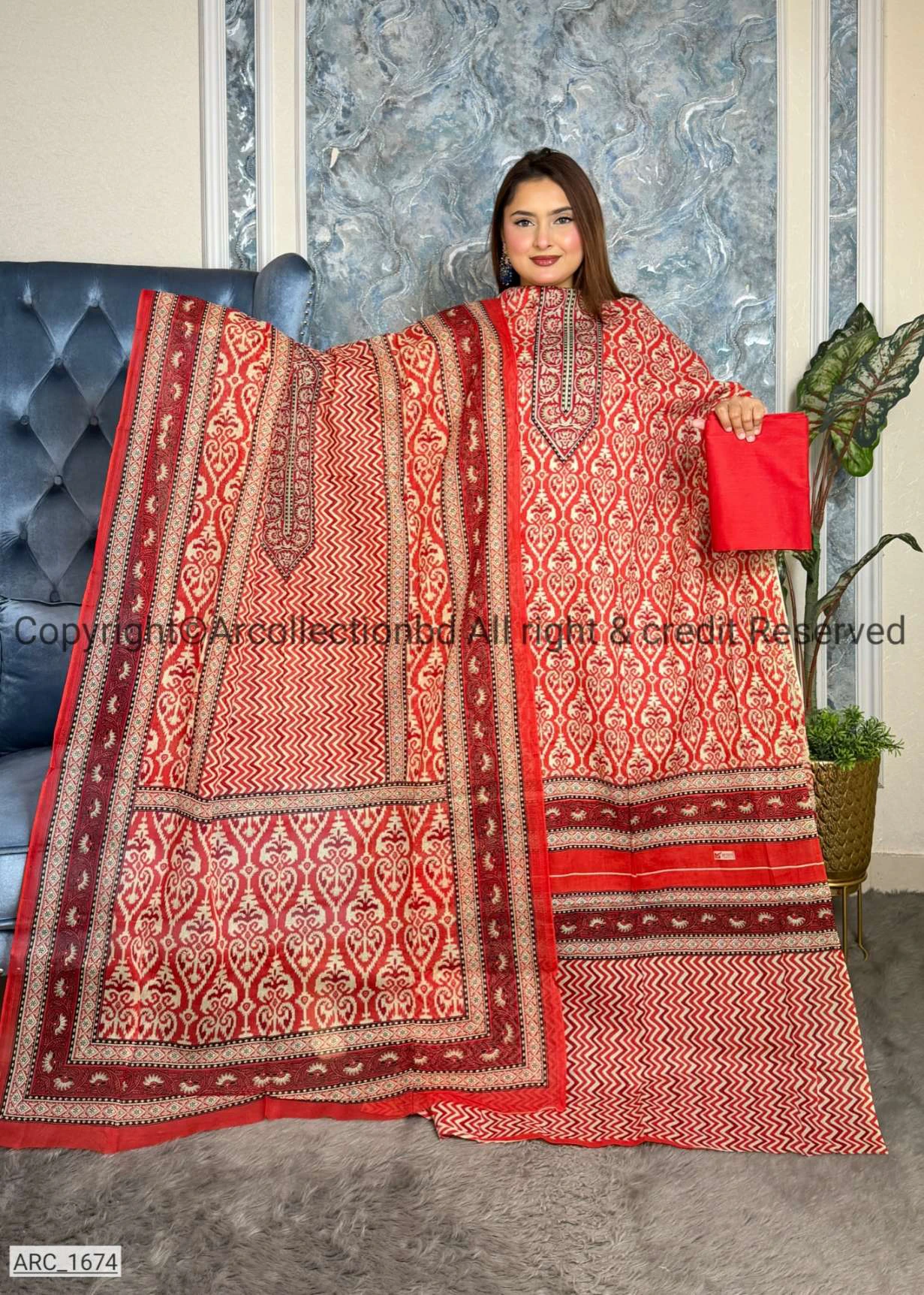 New Exclusive Digital Printed Unstitched VIP Cotton Three Pieces